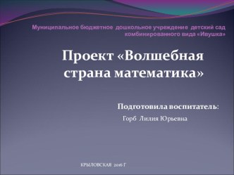 презентация проекта по математике Волшебная страна математика. презентация урока для интерактивной доски по математике (подготовительная группа)