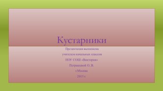 Презентация к уроку Окружающий мир (2 класс). Тема :Кустарники презентация к уроку по окружающему миру (2 класс)