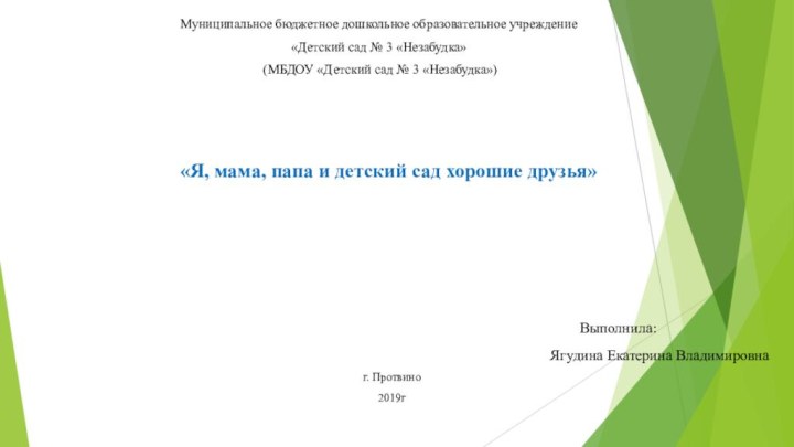 Муниципальное бюджетное дошкольное образовательное учреждение«Детский сад № 3 «Незабудка» (МБДОУ «Детский сад