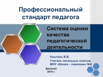 Система оценки качества педагогической деятельности. Профессиональныйй стандарт педагога статья