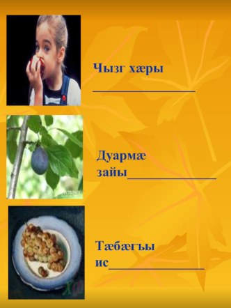 Конспект урока по осетинскому языку Фрукты и овощи план-конспект урока (2 класс)