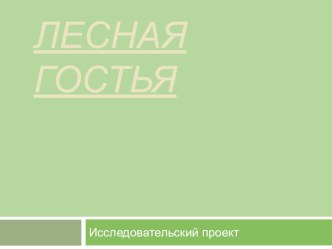 Лесная гостья (исследовательский проект) творческая работа учащихся по теме