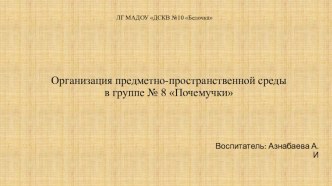 Организация предметно-пространственной среды презентация