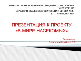 ПРЕЗЕНТАЦИЯ К ПРОЕКТУ В МИРЕ НАСЕКОМЫХ презентация по окружающему миру