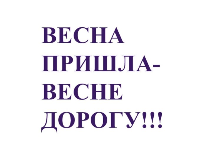 ВЕСНА ПРИШЛА- ВЕСНЕ ДОРОГУ!!!