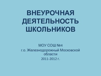 Презентация Внеурочная деятельность школьников. презентация