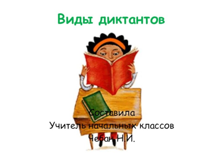 Виды диктантовСоставила Учитель начальных классовЧебан Н.И.