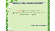 Презентация Организация предметно-пространственной среды по экологическому воспитанию в группе опыты и эксперименты по окружающему миру (средняя группа) по теме