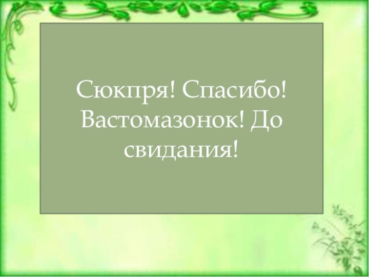 Сюкпря! Спасибо!Вастомазонок! До свидания!