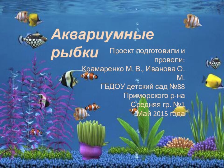 Аквариумные рыбкиПроект подготовили и провели:Крамаренко М. В., Иванова О. М.ГБДОУ детский сад