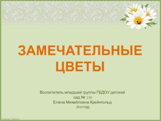 Презентация совместной деятельности Замечательные цветы. Май 2014 год презентация к занятию по аппликации, лепке (младшая группа) по теме