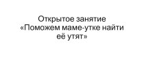 Конспект НОД Поможем маме утке найти ее утят презентация к уроку по развитию речи (младшая группа)