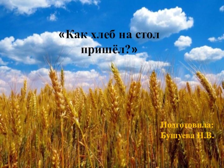 «Как хлеб на стол пришёл?»Подготовила:Бушуева Н.В.