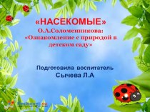 ПРЕЗЕНТАЦИЯ НАСЕКОМЫЕО.А.Соломенникова: Ознакомление с природой в детском саду презентация к уроку по окружающему миру (подготовительная группа)