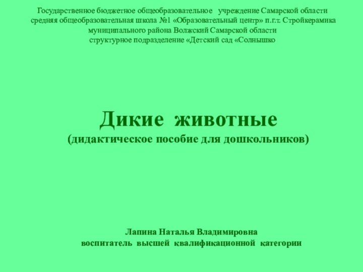 Государственное бюджетное общеобразовательное  учреждение Самарской области   средняя общеобразовательная школа