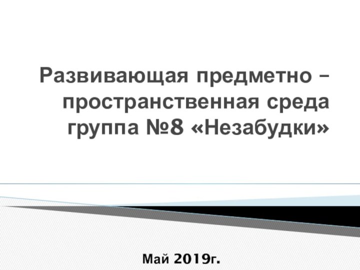 Развивающая предметно – пространственная среда группа №8 «Незабудки»Май 2019г.