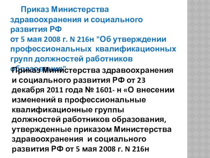 Приказ Министерства здравоохранения и социального развития РФ от 5 мая 2008 г. N 216н 