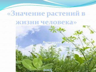 Значение растений в жизни человека презентация к уроку по окружающему миру (подготовительная группа)