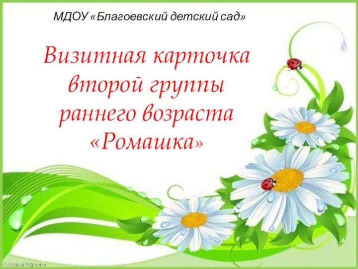 МДОУ «Благоевский детский сад»Визитная карточка второй группы раннего возраста «Ромашка»