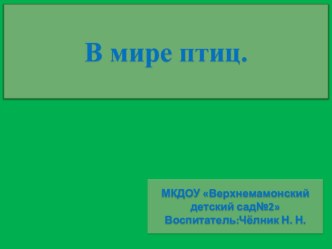 Презентация  В мире птиц. презентация по теме