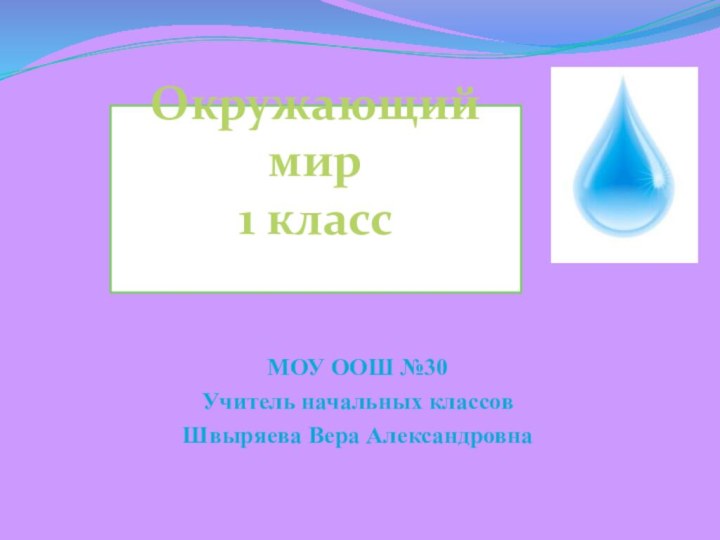 Окружающий мир 1 класс МОУ ООШ №30Учитель начальных классовШвыряева Вера Александровна