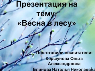 Презентация Весна в лесу презентация к уроку по окружающему миру (младшая, средняя группа)