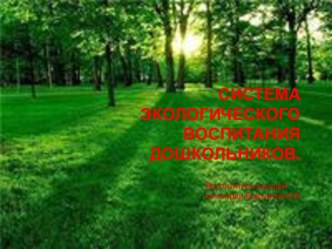 Система экологического воспитания. методическая разработка