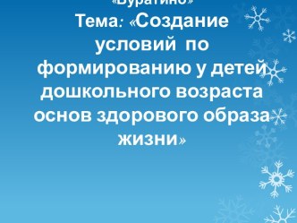 Создание условий по формированию у детей дошкольного возраста основ здорового образа жизни презентация