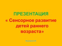 Сенсорное развитие детей раннего возраста презентация к уроку (младшая группа)