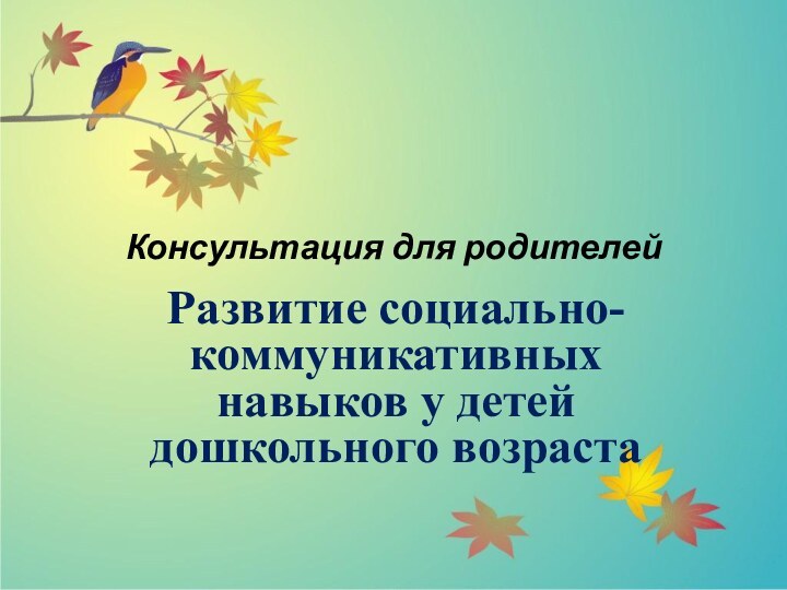 Консультация для родителейРазвитие социально-коммуникативных навыков у детей дошкольного возраста