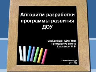 Алгоритм разработки программы развития ДОУ презентация к уроку по теме