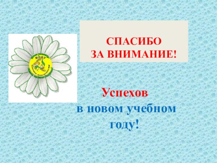 СПАСИБО  ЗА ВНИМАНИЕ!Успехов в новом учебном году!