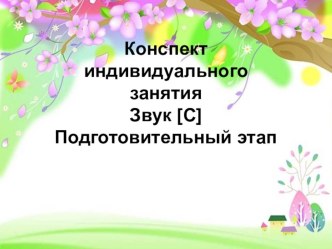 Конспект индивидуального занятия. Звук [С]. Подготовительный этап. презентация к уроку по логопедии (старшая группа)