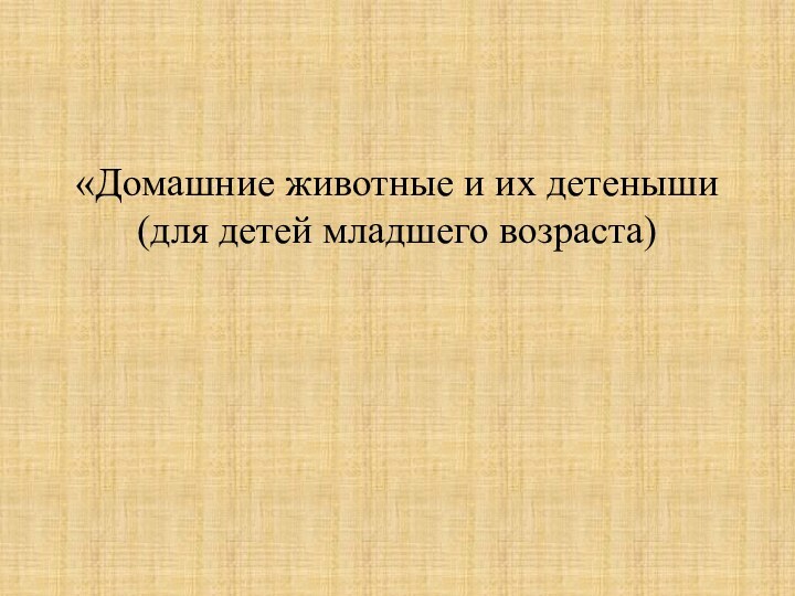 «Домашние животные и их детеныши(для детей младшего возраста)