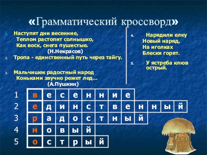 Наступят дни весенние,	Теплом растопит солнышко,	Как воск, снега пушистые.				(Н.Некрасов)Тропа - единственный путь через