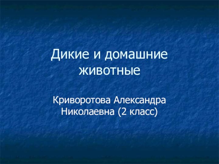 Дикие и домашние животные Криворотова Александра Николаевна (2 класс)