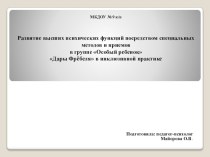 Развитие высших психических функций посредством специальных методов и приемов в группе Особый ребенок. Дары Фрёбеля в инклюзивной практике рабочая программа