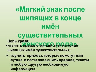 zanyatie 3 pravopisanie myagkogo znaka posle shipyashchego na kontse imyon sushchestvitelnyh zhenskogo roda