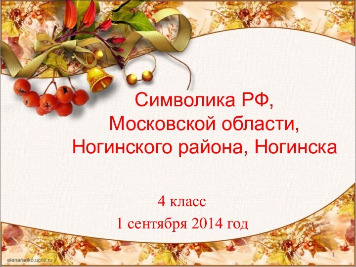 Символика РФ,  Московской области,  Ногинского района, Ногинска4 класс1 сентября 2014 год
