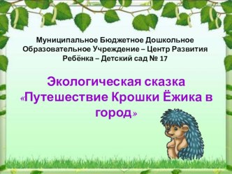 Экологическая сказка Путешествие Крошки Ёжика в город материал по окружающему миру