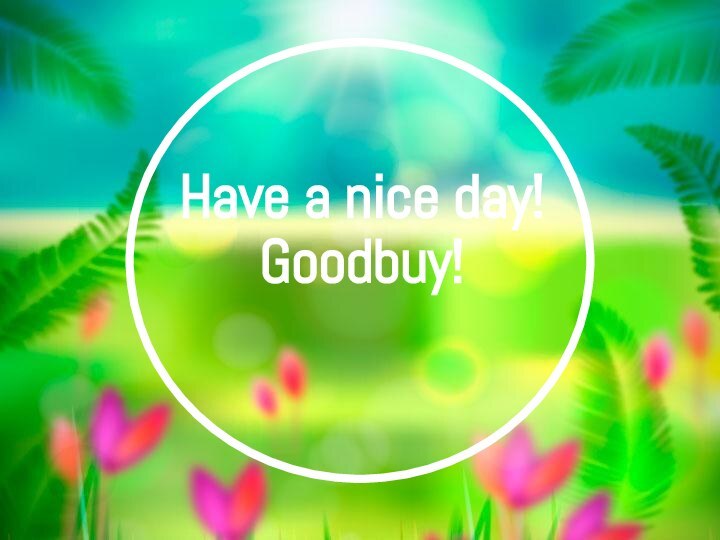 Have a nice day! Goodbuy!