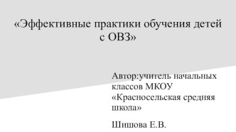 эффективные практики обучения детей с ОВЗ статья