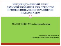 Индивидуальный план самообразования как средство повышения профессиональной компетенции педагога дошкольной организации статья