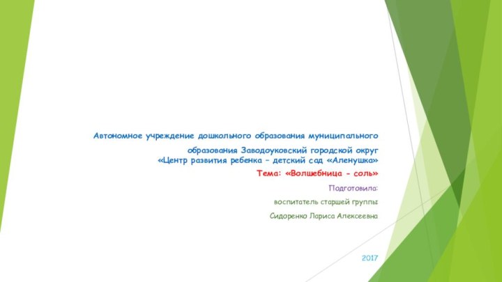 Автономное учреждение дошкольного образования муниципального образования Заводоуковский городской округ  «Центр