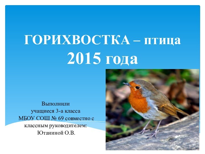 ГОРИХВОСТКА – птица 2015 года Выполнили учащиеся 3-а класса МБОУ СОШ №