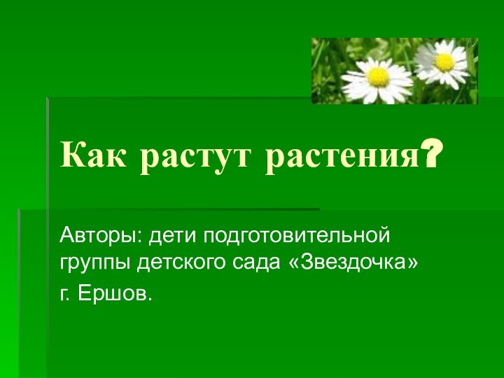 Как растут растения?Авторы: дети подготовительной группы детского сада «Звездочка»г. Ершов.