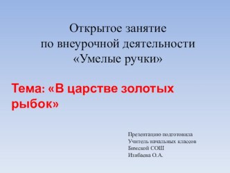 Открытое занятие по внеурочной деятельности Умелые ручки презентация к уроку (2 класс)