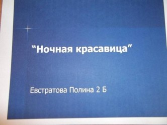 Ночная красавица проект по окружающему миру (2 класс) по теме