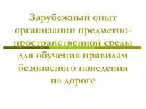 Зарубежный опыт организации предметно-пространственной среды для обучения правилам безопасного поведения на дороге презентация к уроку по обж