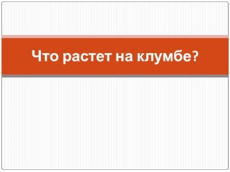 Что растет на клумбе? презентация к уроку по окружающему миру (1 класс)